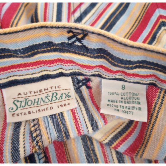St Johns Bay Pants Striped Colorful Retro Funky Comfortable Chic Womens Size 8 - Picture 2 of 6